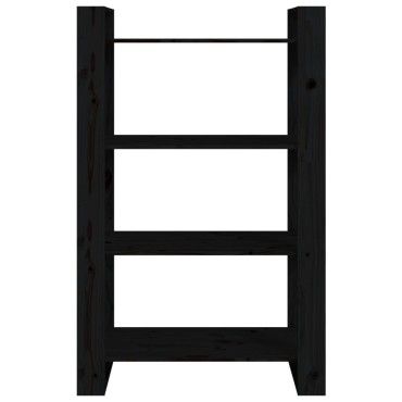 vidaXL Βιβλιοθήκη/Διαχωριστικό Χώρου Μαύρο 80x35x125cm Μασίφ Πεύκο 1 τεμ.
