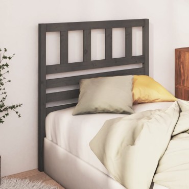 vidaXL Κεφαλάρι κρεβατιού Γκρι 81x4x100cm από Μασίφ Ξύλο Πεύκου 1 τεμ.