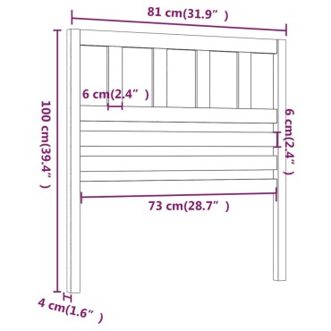 vidaXL Κεφαλάρι κρεβατιού Γκρι 81x4x100cm από Μασίφ Ξύλο Πεύκου 1 τεμ.