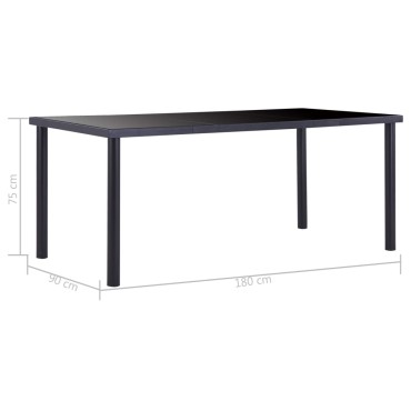 vidaXL Τραπεζαρία Μαύρη 180x90x75cm από Ψημένο Γυαλί 1 τεμ.