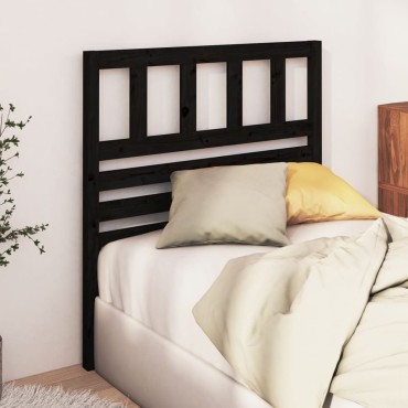 vidaXL Κεφαλάρι κρεβατιού Μαύρο 81x4x100cm από Μασίφ Ξύλο Πεύκου 1 τεμ.