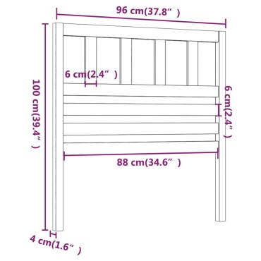 vidaXL Κεφαλάρι κρεβατιού Καφέ 96x4x100cm από Μασίφ Ξύλο Πεύκου 1 τεμ.