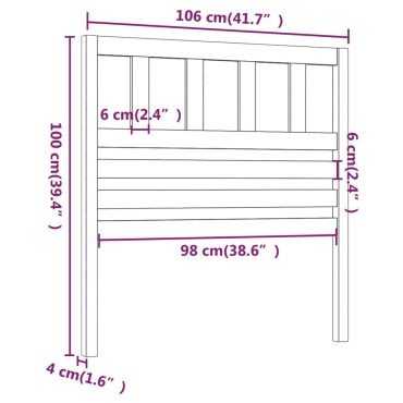 vidaXL Κεφαλάρι κρεβατιού Γκρι 106x4x100cm από Μασίφ Ξύλο Πεύκου 1 τεμ.
