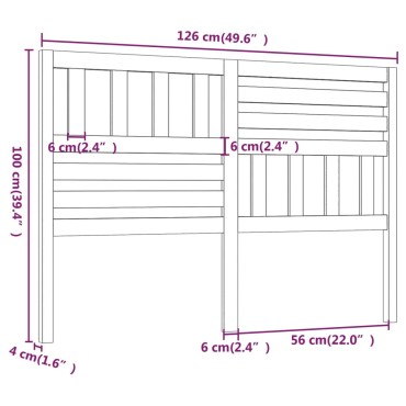 vidaXL Κεφαλάρι κρεβατιού Μαύρο 126x4x100cm από Μασίφ Ξύλο Πεύκου 1 τεμ.