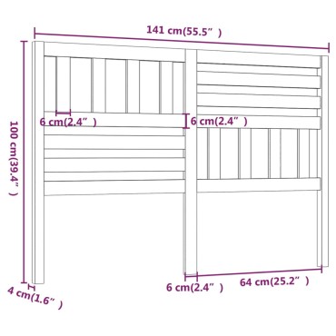 vidaXL Κεφαλάρι κρεβατιού Καφέ 141x4x100cm από Μασίφ Ξύλο Πεύκου 1 τεμ.