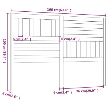 vidaXL Κεφαλάρι κρεβατιού Καφέ 166x4x100cm από Μασίφ Ξύλο Πεύκου 1 τεμ.