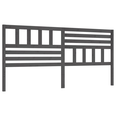 vidaXL Κεφαλάρι κρεβατιού Γκρι 206x4x100cm από Μασίφ Ξύλο Πεύκου 1 τεμ.