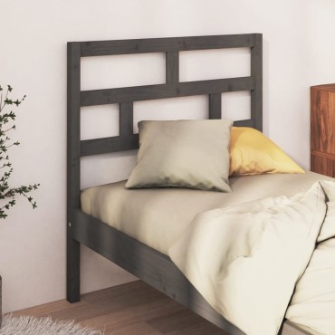 vidaXL Κεφαλάρι κρεβατιού Γκρι 81x4x100cm από Μασίφ Ξύλο Πεύκου 1 τεμ.