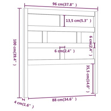 vidaXL Κεφαλάρι κρεβατιού Λευκό 96x4x100cm από Μασίφ Ξύλο Πεύκου 1 τεμ.