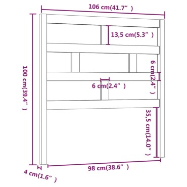 vidaXL Κεφαλάρι κρεβατιού Μαύρο 106x4x100cm από Μασίφ Ξύλο Πεύκου 1 τεμ.