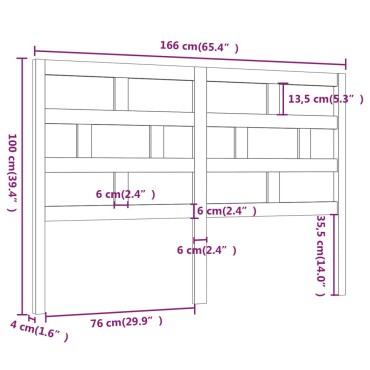 vidaXL Κεφαλάρι κρεβατιού Λευκό 166x4x100cm από Μασίφ Ξύλο Πεύκου 1 τεμ.