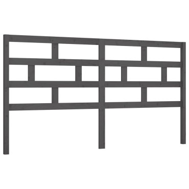 vidaXL Κεφαλάρι κρεβατιού Γκρι 206x4x100cm από Μασίφ Ξύλο Πεύκου 1 τεμ.