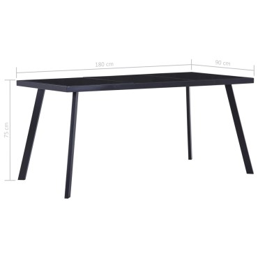 vidaXL Τραπεζαρία Μαύρη 180x90x75cm από Ψημένο Γυαλί 1 τεμ.