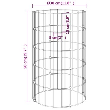 vidaXL Συρματοκιβώτιο-Γλάστρα Στύλος Κυκλική 30x50cm Γαλβ. Χάλυβας