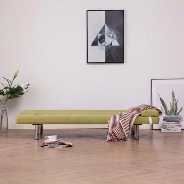vidaXL Καναπές - Κρεβάτι με Δύο Μαξιλάρια Πράσινος από Πολυεστέρα 168x77x(61,5/64/66)cm 1 τεμ. Γωνιακός