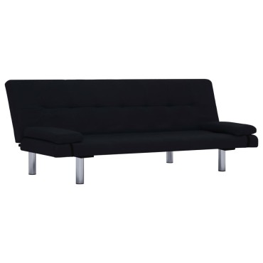 282189 vidaXL Sofa Bed with Two Pillows Black Polyester