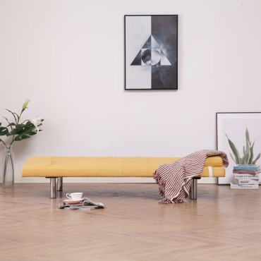 282190 vidaXL Sofa Bed with Two Pillows Yellow Polyester