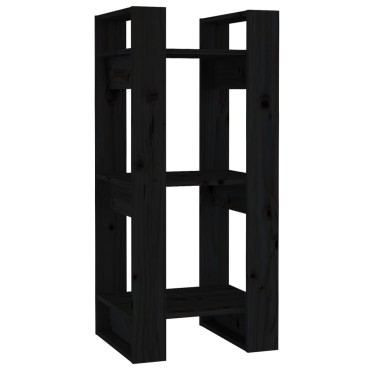 vidaXL Βιβλιοθήκη/Διαχωριστικό Χώρου Μαύρο 41x35x91cm Μασίφ Πεύκο 1 τεμ.