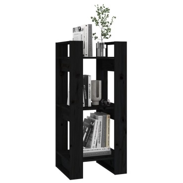 vidaXL Βιβλιοθήκη/Διαχωριστικό Χώρου Μαύρο 41x35x91cm Μασίφ Πεύκο 1 τεμ.