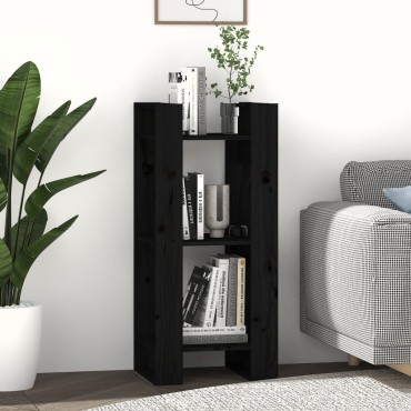 vidaXL Βιβλιοθήκη/Διαχωριστικό Χώρου Μαύρο 41x35x91cm Μασίφ Πεύκο 1 τεμ.