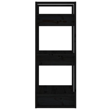 vidaXL Βιβλιοθήκη/Διαχωριστικό Χώρου Μαύρο 41x35x91cm Μασίφ Πεύκο 1 τεμ.