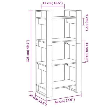 vidaXL Βιβλιοθήκη/Διαχωριστικό Χώρου 60x35x125cm Μασίφ Ξύλο 1 τεμ.
