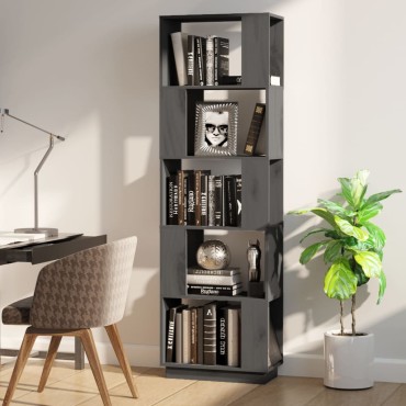 vidaXL Βιβλιοθήκη/Διαχωριστικό Χώρου Γκρι 51x25x163,5cm Μασίφ Πεύκο 1 τεμ.
