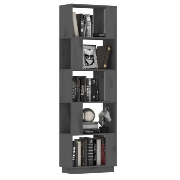 vidaXL Βιβλιοθήκη/Διαχωριστικό Χώρου Γκρι 51x25x163,5cm Μασίφ Πεύκο 1 τεμ.