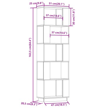 vidaXL Βιβλιοθήκη/Διαχωριστικό Χώρου Γκρι 51x25x163,5cm Μασίφ Πεύκο 1 τεμ.