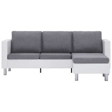 282202 vidaXL 3-Seater Sofa with Cushions White Faux Leather