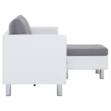 282202 vidaXL 3-Seater Sofa with Cushions White Faux Leather