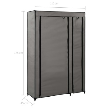 vidaXL Ντουλάπα Αναδιπλούμενη Γκρι 110x45x175cm Υφασμάτινη 1 τεμ.