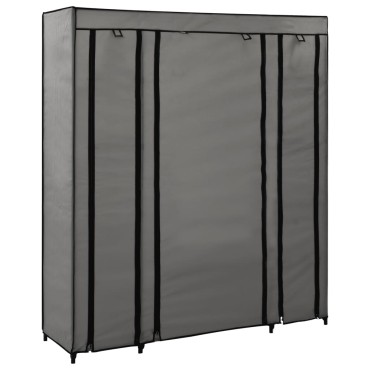 vidaXL Ντουλάπα με Ράφια / Σωλήνες Γκρι 150x45x176cm Υφασμάτινη 1 τεμ.