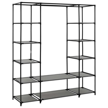 vidaXL Ντουλάπα με Ράφια / Σωλήνες Γκρι 150x45x176cm Υφασμάτινη 1 τεμ.
