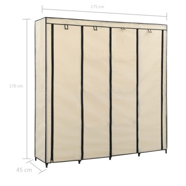 vidaXL Ντουλάπα με 4 Αποθηκευτικά Τμήματα Κρεμ 175x45x170cm 1 τεμ.