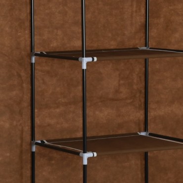 282454 vidaXL Wardrobe with Compartments and Rods Brown 150x45x175cm Fabric