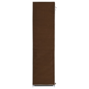 282454 vidaXL Wardrobe with Compartments and Rods Brown 150x45x175cm Fabric