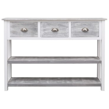 vidaXL Μπουφές Αντικέ Γκρι 108x30x76cm από Μασίφ Ξύλο Παυλώνιας 1 τεμ.