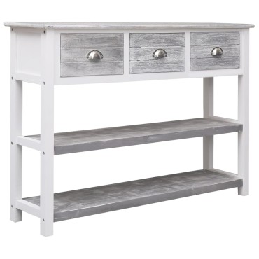 vidaXL Μπουφές Αντικέ Γκρι 108x30x76cm από Μασίφ Ξύλο Παυλώνιας 1 τεμ.