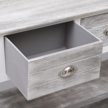 vidaXL Μπουφές Αντικέ Γκρι 108x30x76cm από Μασίφ Ξύλο Παυλώνιας 1 τεμ.