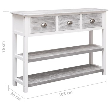 vidaXL Μπουφές Αντικέ Γκρι 108x30x76cm από Μασίφ Ξύλο Παυλώνιας 1 τεμ.