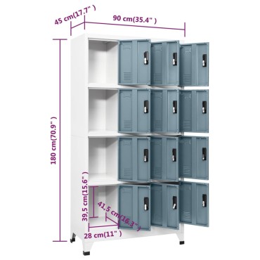 vidaXL Φοριαμός Ανοιχτό / Σκούρο Γκρι 90x45x180cm Ατσάλινος 1 τεμ.