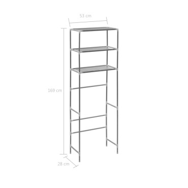 vidaXL Ραφιέρα 3 Επιπέδων για Τουαλέτα Ασημί 53 x 28 x 169 εκ.