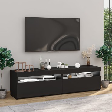 vidaXL Έπιπλα Τηλεόρασης με LED 2 τεμ. Μαύρα 75x35x40cm