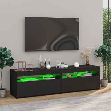 vidaXL Έπιπλα Τηλεόρασης με LED 2 τεμ. Μαύρα 75x35x40cm