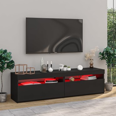 vidaXL Έπιπλα Τηλεόρασης με LED 2 τεμ. Μαύρα 75x35x40cm