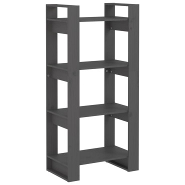 vidaXL Βιβλιοθήκη/Διαχωριστικό Χώρου Γκρι 60x35x125cm Μασίφ Ξύλο 1 τεμ.