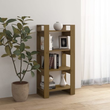 vidaXL Βιβλιοθήκη/Διαχωριστικό Χώρου Μελί 60x35x125cm Μασίφ Ξύλο 1 τεμ.
