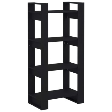 vidaXL Βιβλιοθήκη/Διαχωριστικό Χώρου Μαύρο 60x35x125cm Μασίφ Ξύλο 1 τεμ.