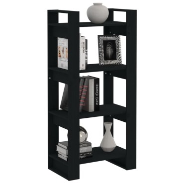 vidaXL Βιβλιοθήκη/Διαχωριστικό Χώρου Μαύρο 60x35x125cm Μασίφ Ξύλο 1 τεμ.